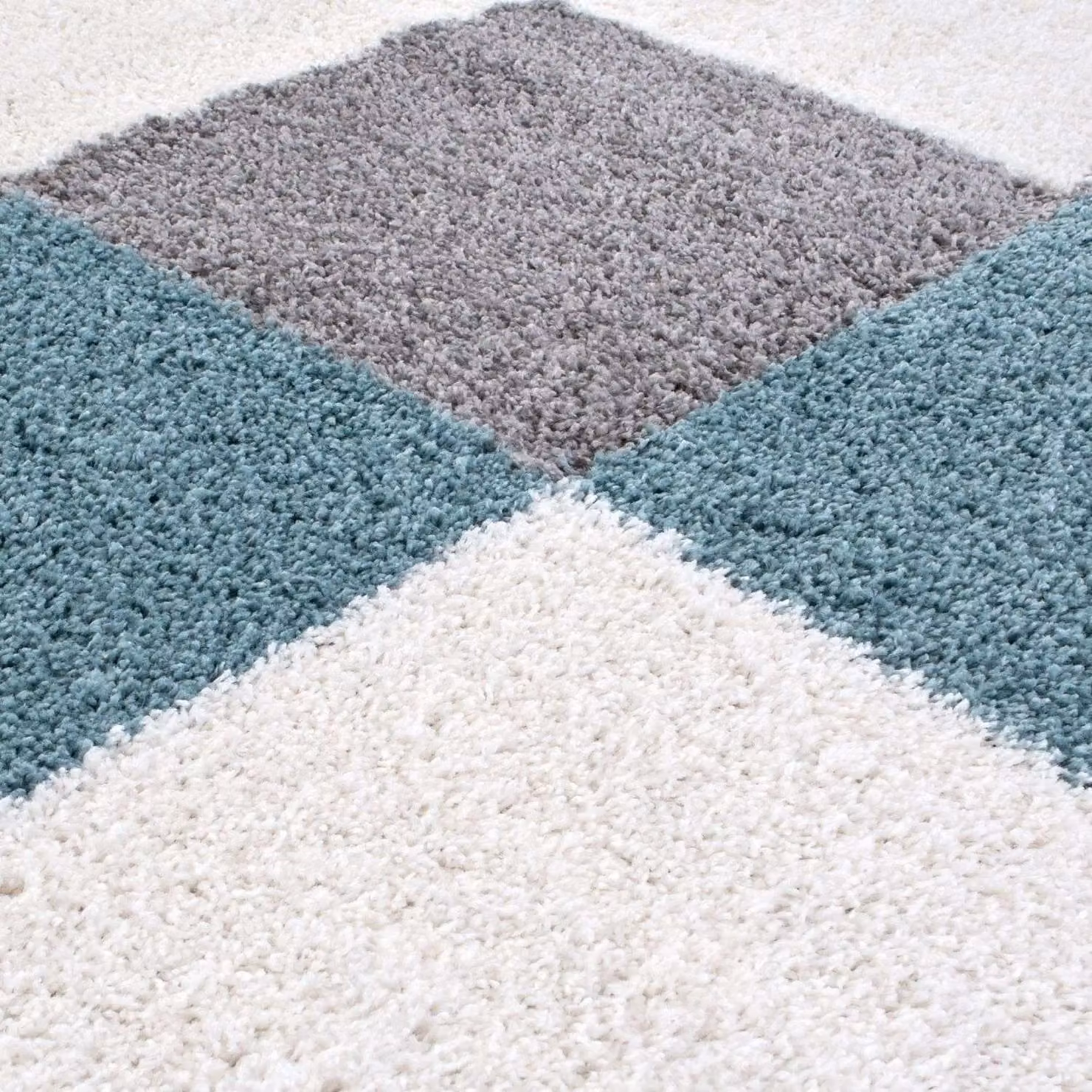 THE RUGS Soft Check High Pile Shaggy Rug in Duck Egg Blue, W: 140 cm, L: 200 cm – 2