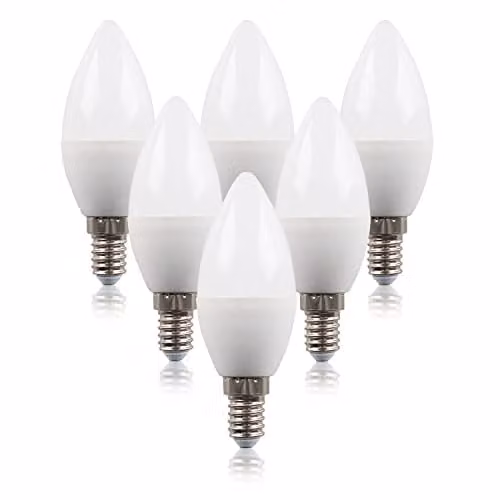MiniSun Set of 6 Warm White 3000K Frosted Opal E14 Candle LED Replacement Bulbs, 4W High Power