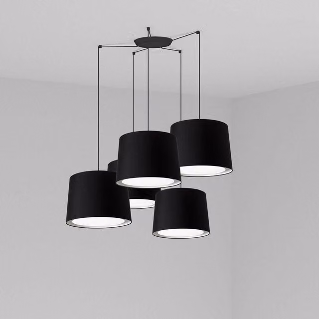 Netlighting Conga Cluster Pendant Ceiling Light in Black with E27 Fabric Shade