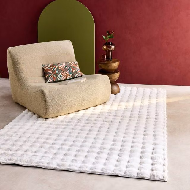 Sweekeec White Bubble Abstract Indoor Rug, W/D/H: 290 x 200 cm