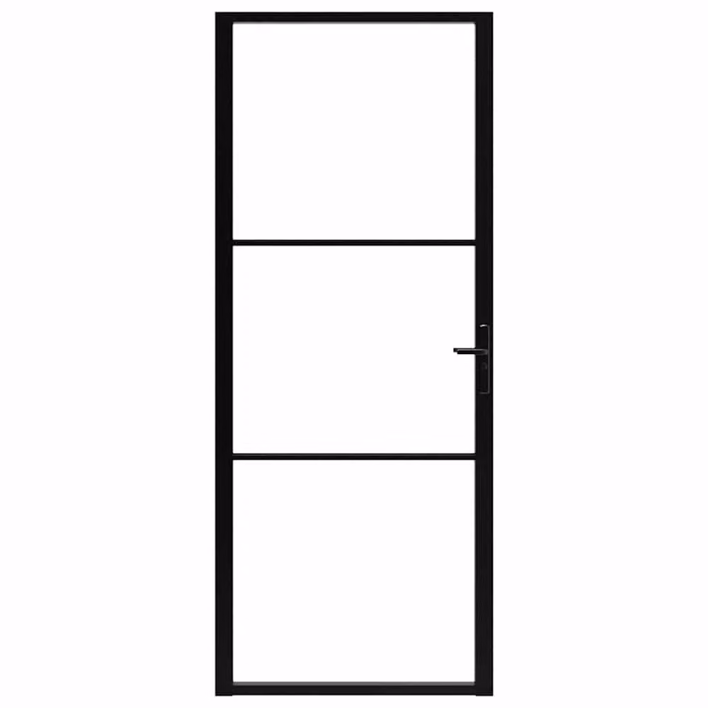 Berkfield Home Modern Interior Door with ESG Glass and Aluminium Frame, Black, W: 93 cm, H: 201.5 cm – 3