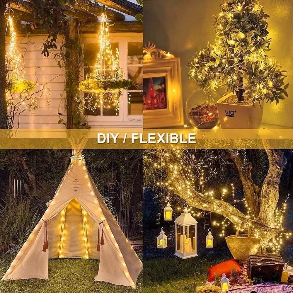 SPETLEK Warm White LED Micro Rice Fairy Curtain String Lights with Remote Control and Dimmer Function, 10m, White – 6