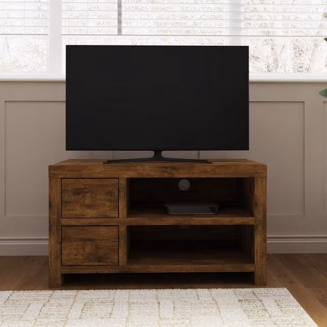 GFW Jakarta 2 Drawer TV Unit in Brown Mango Wood – 1