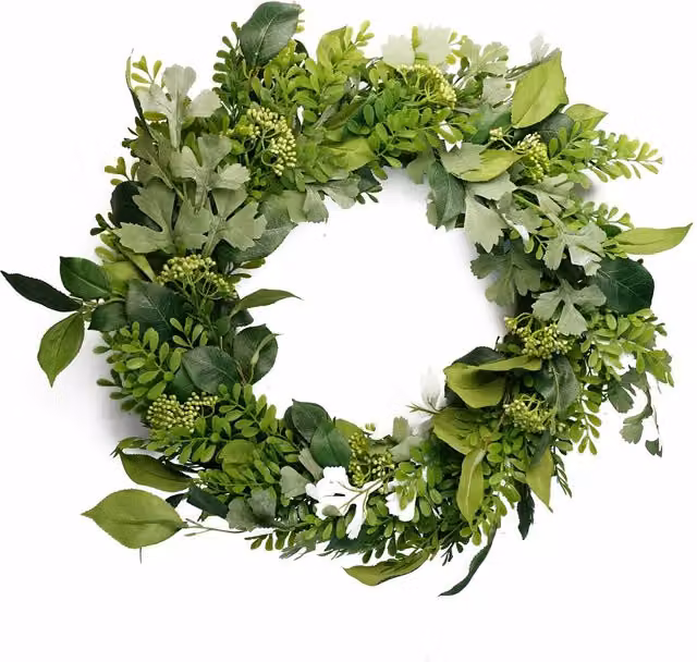 Leaf Artificial Fern Wreath in Green