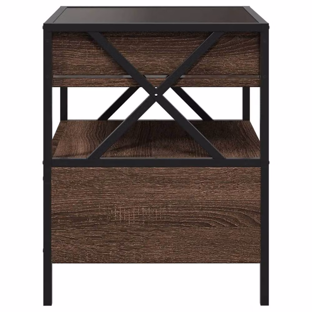 Berkfield Home Infinity LED Coffee Table in Brown Oak, W/D/H: 40 x 40 x 51 cm – 3