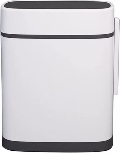 KORVIXA White Narrow Freestanding Plastic Bathroom Gap Trash Can with Brush and Cover – 1