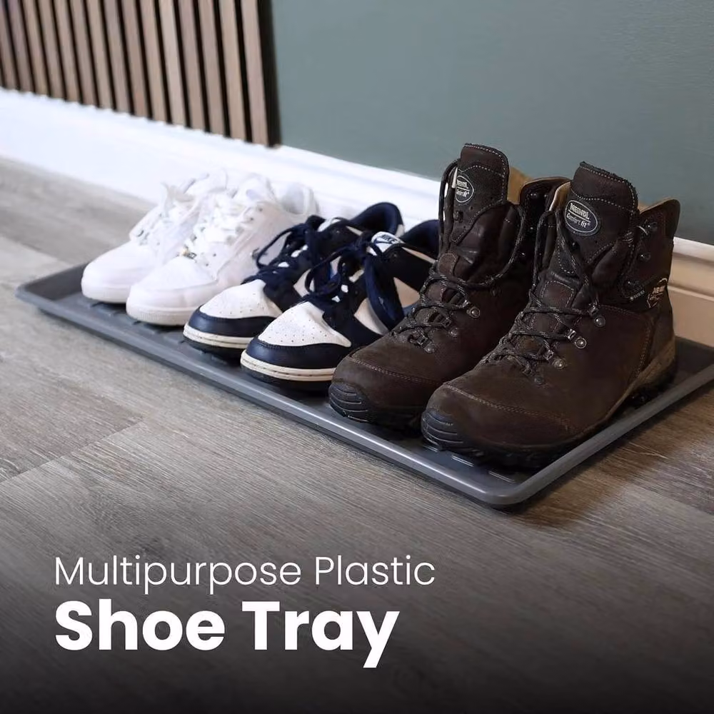 FLAVORA Plastic Multipurpose Boot and Shoe Drip Tray with Raised Edges, Grey – 3