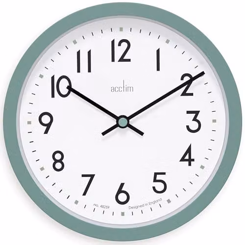 Acctim Elstow Retro Style Round Quartz Wall Clock in Green, Diameter: 20 cm – 1