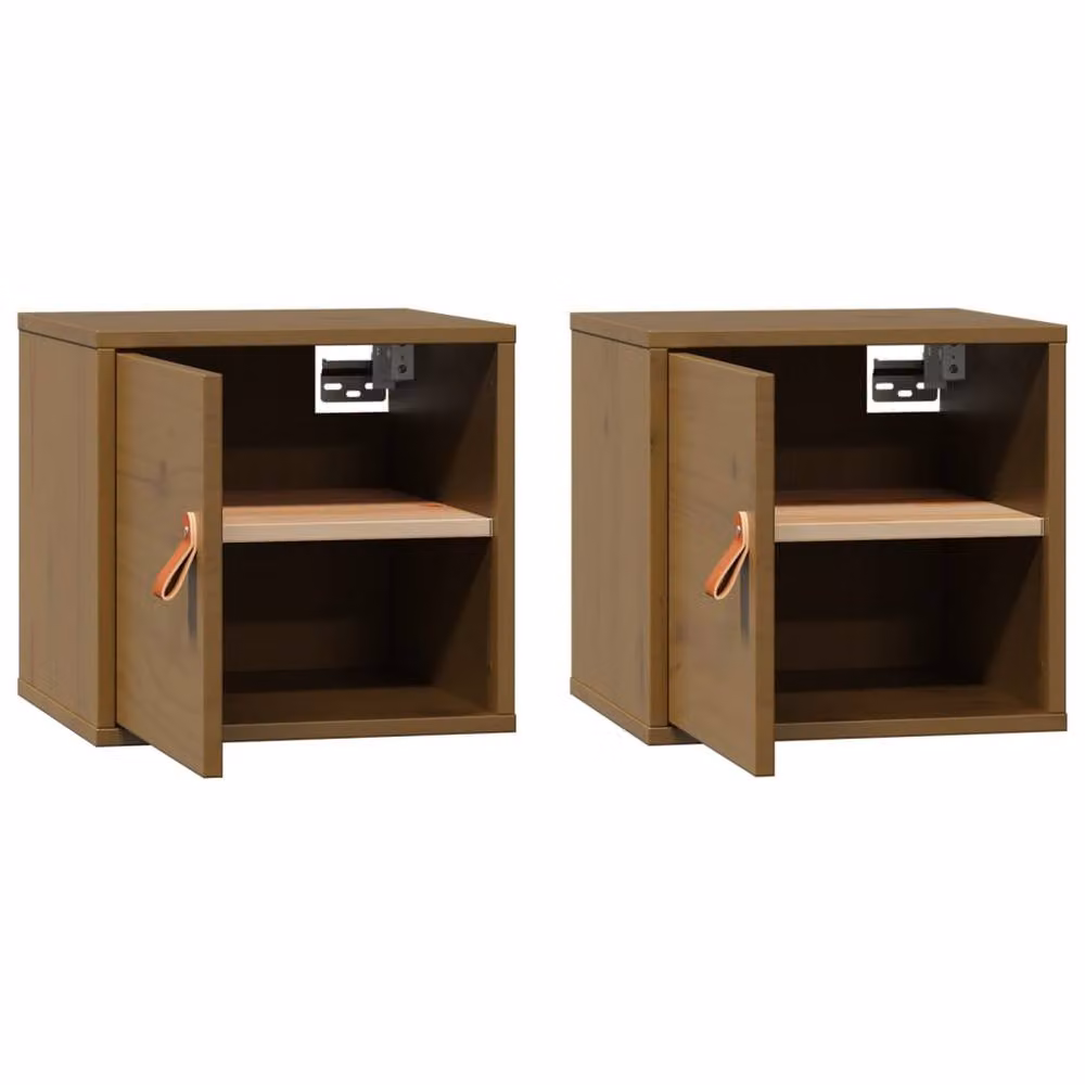 Berkfield Home Set of 2 Rustic Solid Wood Pine Wall Cabinets in Honey Brown, W/D/H: 31.5 x 30 x 30 cm – 3