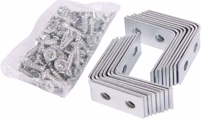 Blackspur Pack of 16 Galvanised Iron Angle Bracket Brackets, Silver, 25mm