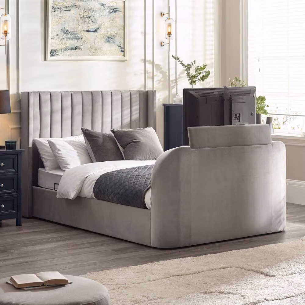 Cheshire Hickory Ottoman TV Bed in Grey, King Size (150 x 200 cm) – 3