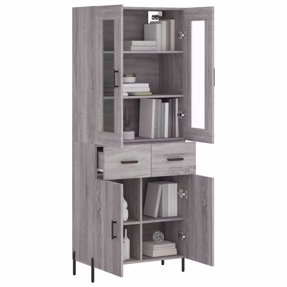 Berkfield Home Grey Sonoma Highboard W/D/H: 69.5 x 34 x 180 cm – 3