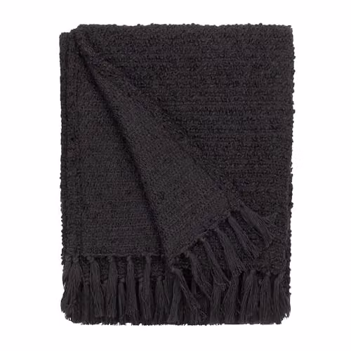 Riva Home Black Cotton Throw with Fringes W/D/H: 130 x 170 cm – 1