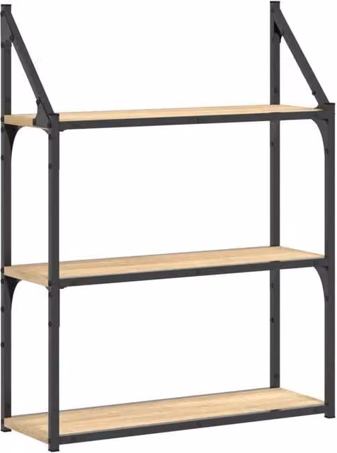 Kelvenix 3-Tier Wall Mounted Industrial Shelf in Sonoma Oak, Brown, W/D/H: 60 x 21 x 78.5 cm – 1