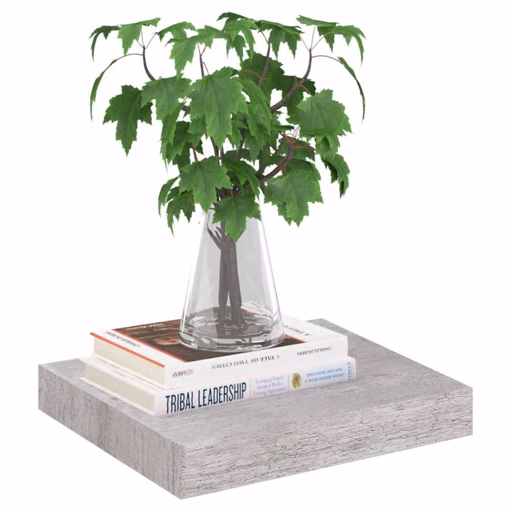 Berkfield Home Floating Wall Shelf in Concrete Grey, W/D/H: 23 x 23.5 x 3.8 cm – 2