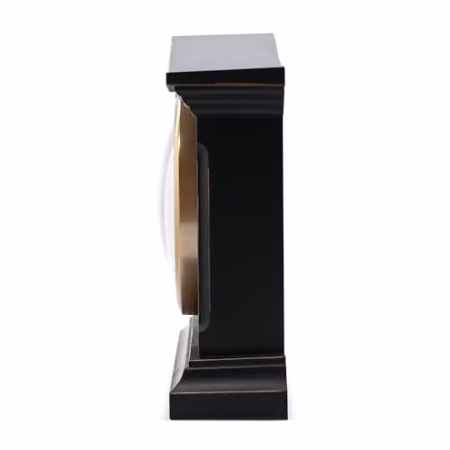 Acctim Falkenburg Vintage Quartz Mantel Clock in Black with Roman Numerals and Antique Brass Bezel – 2
