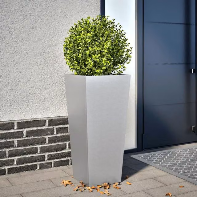 Berkfield Home Galvanised Steel Garden Planter Tub in Grey, W/D/H: 35 x 35 x 75 cm – 1