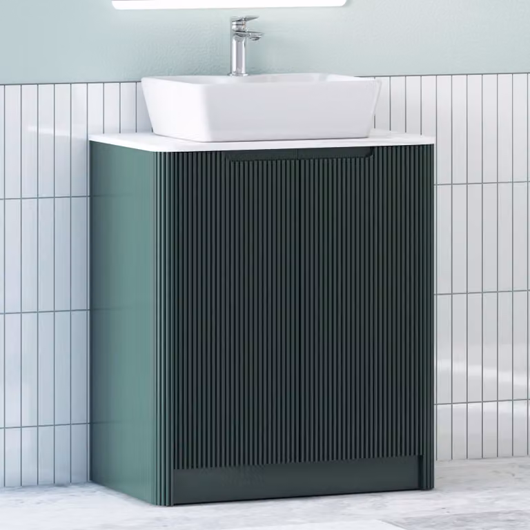 Royal Bathrooms Avenza Moss Green Floor Standing 2 Door Vanity Unit with Cube Basin