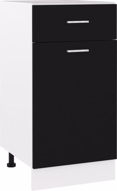 Berkfield Home Black Matt Kitchen Base Unit with Internal Drawers and Shelves, W/D/H: 40 x 46 x 81.5 cm