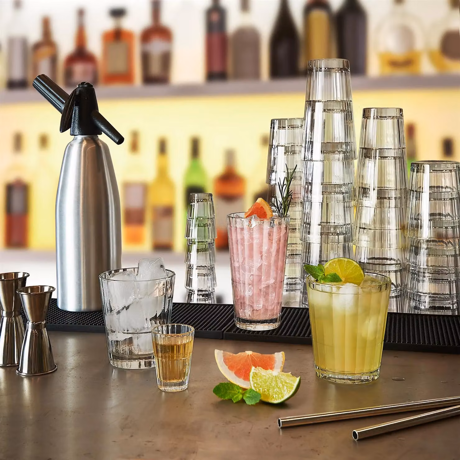 Bormioli Rocco Oxford Striped Stackable Highball Tumbler Glasses, 395 ml, Transparent, Pack of 12 – 2