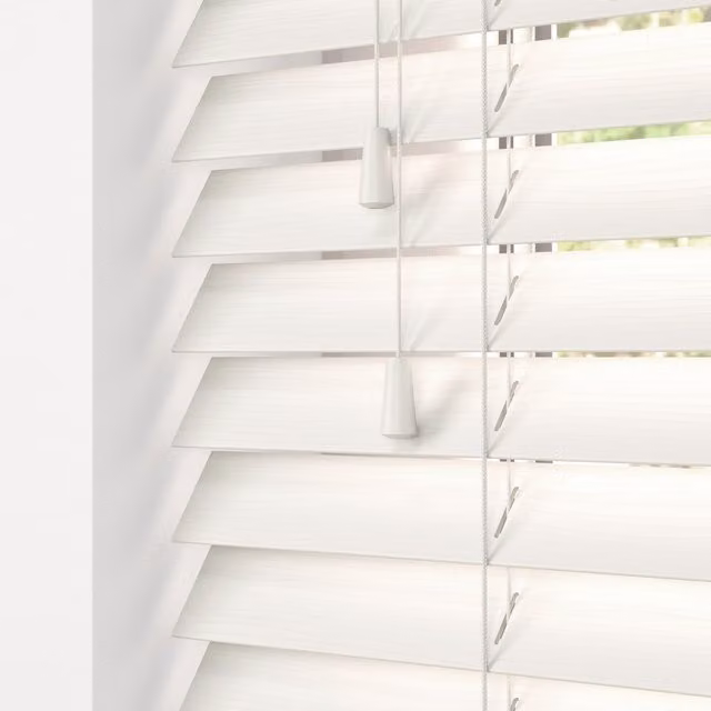 Terrys Elementi Fauxwood Made To Measure Venetian Blind, 50mm, Dream Fine Grain, White