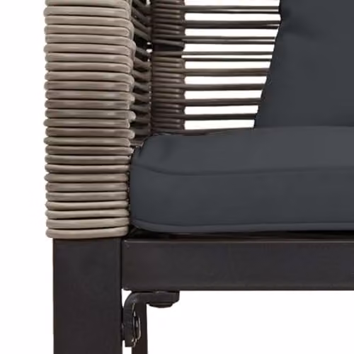 vidaXL 2-Seater Outdoor Poly Rattan Bench with Armrests in Grey, W: 117 cm, D: 54 cm, H: 74.5 cm – 6
