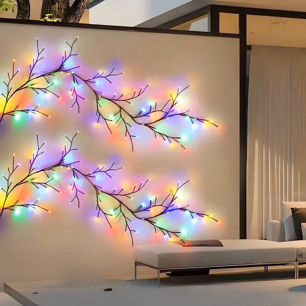 EONLION Solar Willow Vine Fairy String Lights, Multicolour and Brown, 100 cm – 3