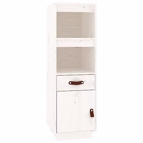 vidaXL Highboard in White Solid Pine Wood, W/D/H: 34.0 x 40.0 x 108.5 cm