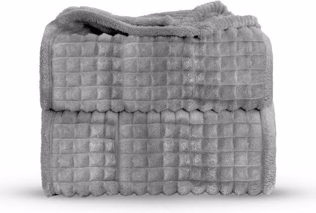 Velosso Thermal Plush Waffle Design Blanket in Silver Grey, W/D/H: 125 x 150 cm