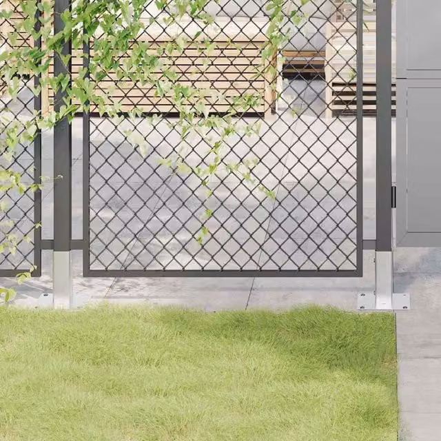 Berkfield Home Square Post Bases, 4 Pack, Silver Galvanised Steel, 51 x 51 mm – 1