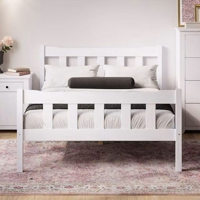 LPD Home Havana King Bed Frame in White Solid Pine Wood