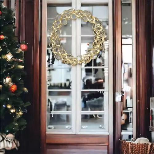 Electrovision Xmas Haus Copper Gold Wreath with 140 Bright LEDs and 10m Lead for Indoor or Outdoor Christmas Decoration – 4