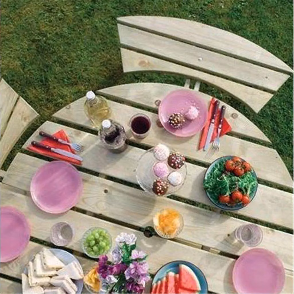 Cheshire Deluxe Round Picnic Garden Table in Light Oak – 2