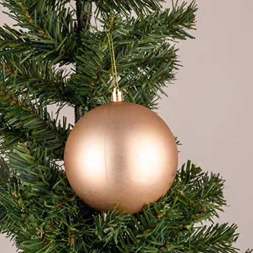 Shatchi 6-Piece Shatterproof Gold Christmas Bauble Hanging Decorations, 60mm Round Plastic Ornaments – 3