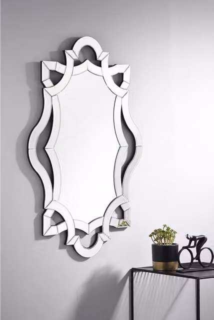 FurnitureboxUK Olympus Large Silver Modern Geometric Wall Mirror, W: 100.0 cm, H: 66.0 cm
