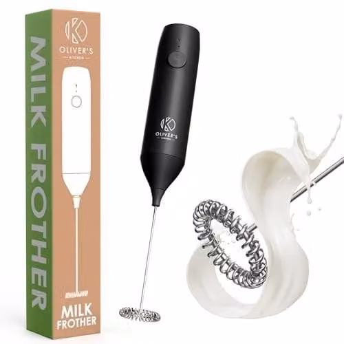 Oliver's Kitchen Handheld Rechargeable USB-C Milk Frother in Black – 1
