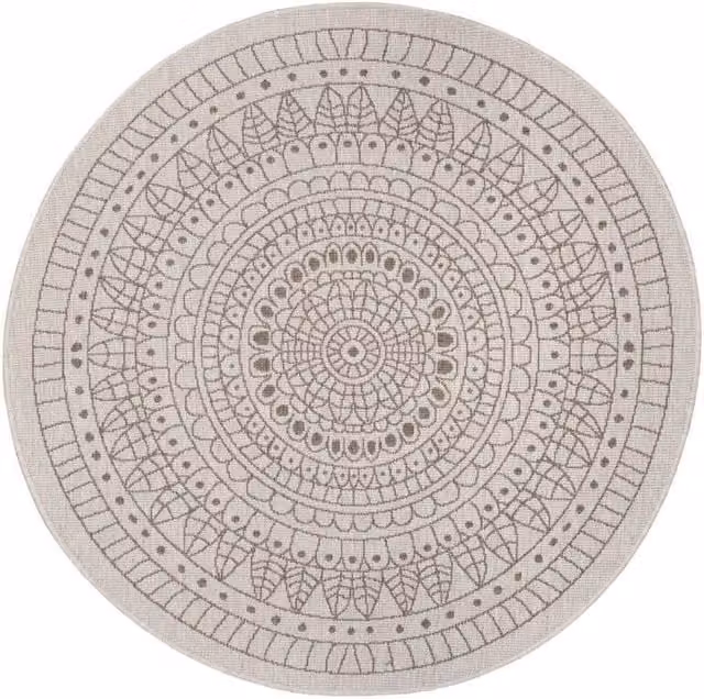 THE RUGS Porto Reversible Indoor Outdoor Round Flatweave Polypropylene Rug in Beige, Diameter: 200 cm – 1