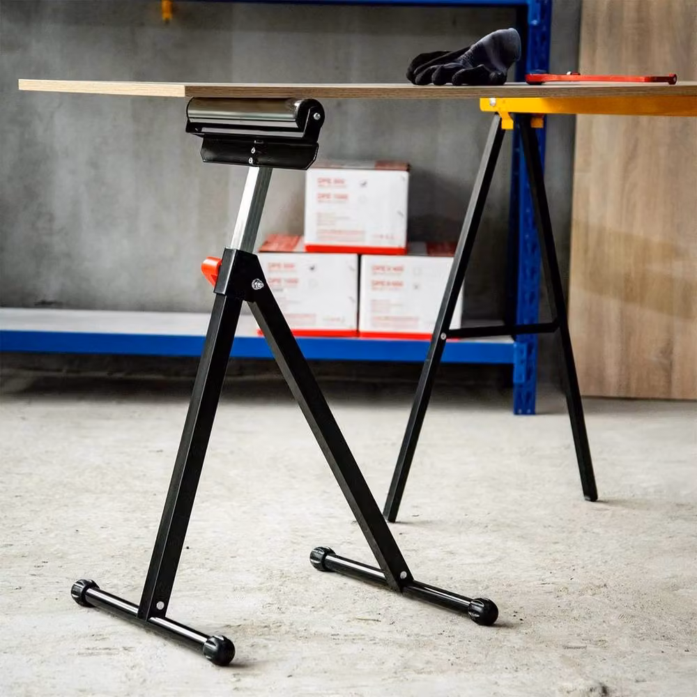 FLAVORA Metal Woodworking Roller Stand and Wood Work Rest in Black, W: 52 cm, L: 1000 cm – 2