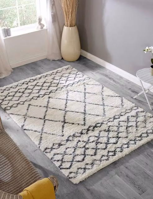 Asiatic Alto Geometric Modern Rectangular Rug in Cream, Beige and White