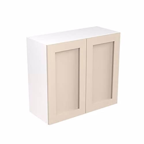 Kitchen Kit Shaker Door Flatpack Wall Cabinet in Cashmere Matt, W: 80 cm, H: 72 cm, D: 33 cm