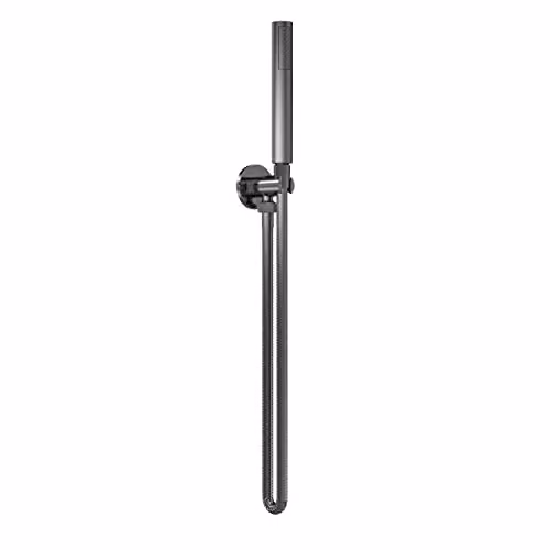 nuie Arvan A7263 Modern Round Bathroom Handset with Elbow, Wall Mount Bracket and Flex Hose, Brushed Pewter