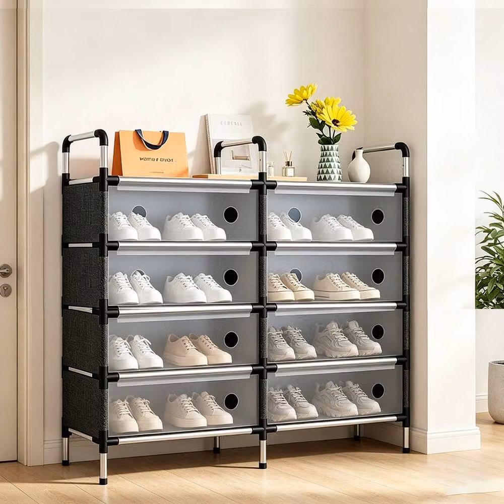 Ventryn 5 Tier Black Metal Freestanding Shoe Rack and Hallway Storage Organiser – 4
