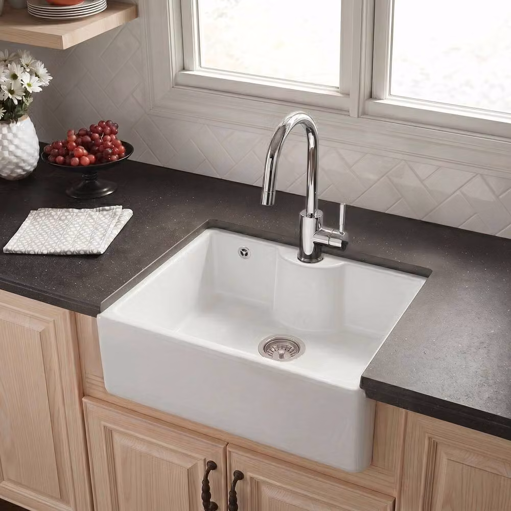 Balterley White Ceramic 1 Bowl Butler Kitchen Sink W/D/H: 59.5 x 45 x 22 cm – 3