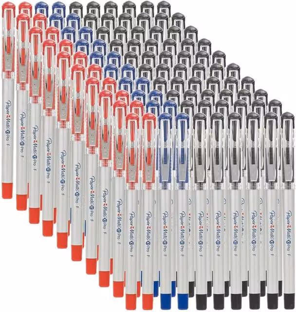 Paper Mate Pro X1 Gel Pens with Fine Point and Grip, 100 Pack, Assorted Colours