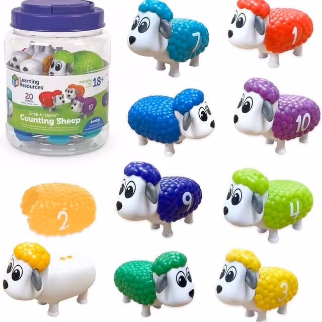 Learning Resources Snap and Learn Counting Matching Sorting Sheep Toy in Multicolour