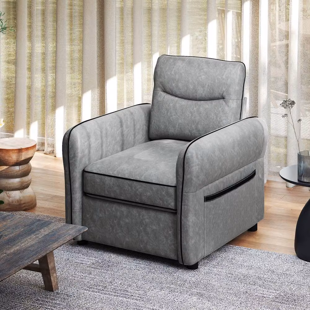 STILVORA Grey Faux Leather Tub Armchair with Armrests – 3