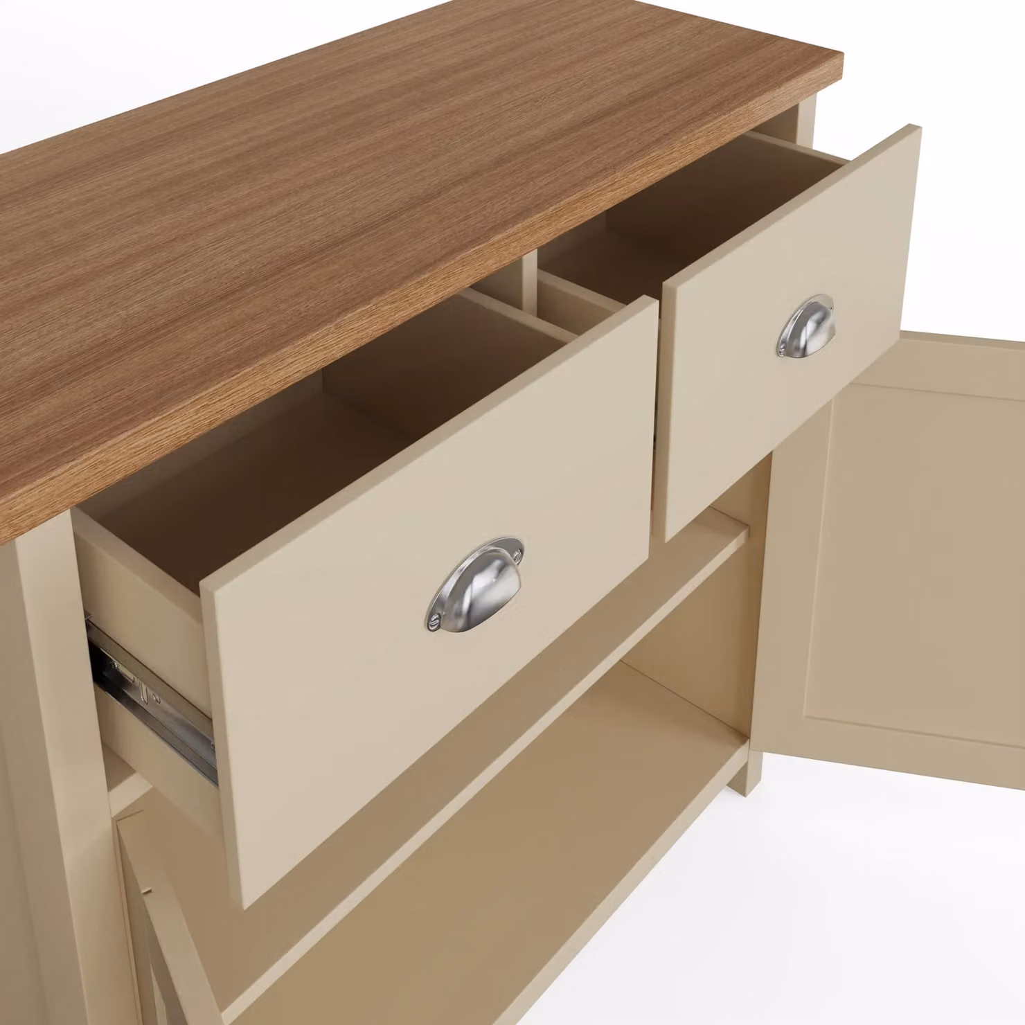 GFW Lancaster Compact Sideboard in Cream and Oak – 4