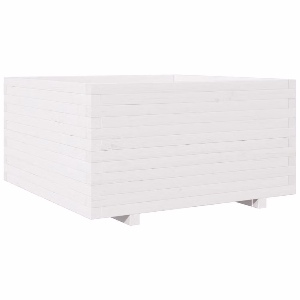 Berkfield Home Beautiful Garden Planter in White, Solid Wood, W/D/H: 90 x 90 x 49.5 cm – 2