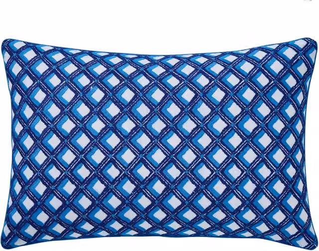 English Heritage Amsee Geo Embroidered Cotton Bolster Cushion, Multicolour