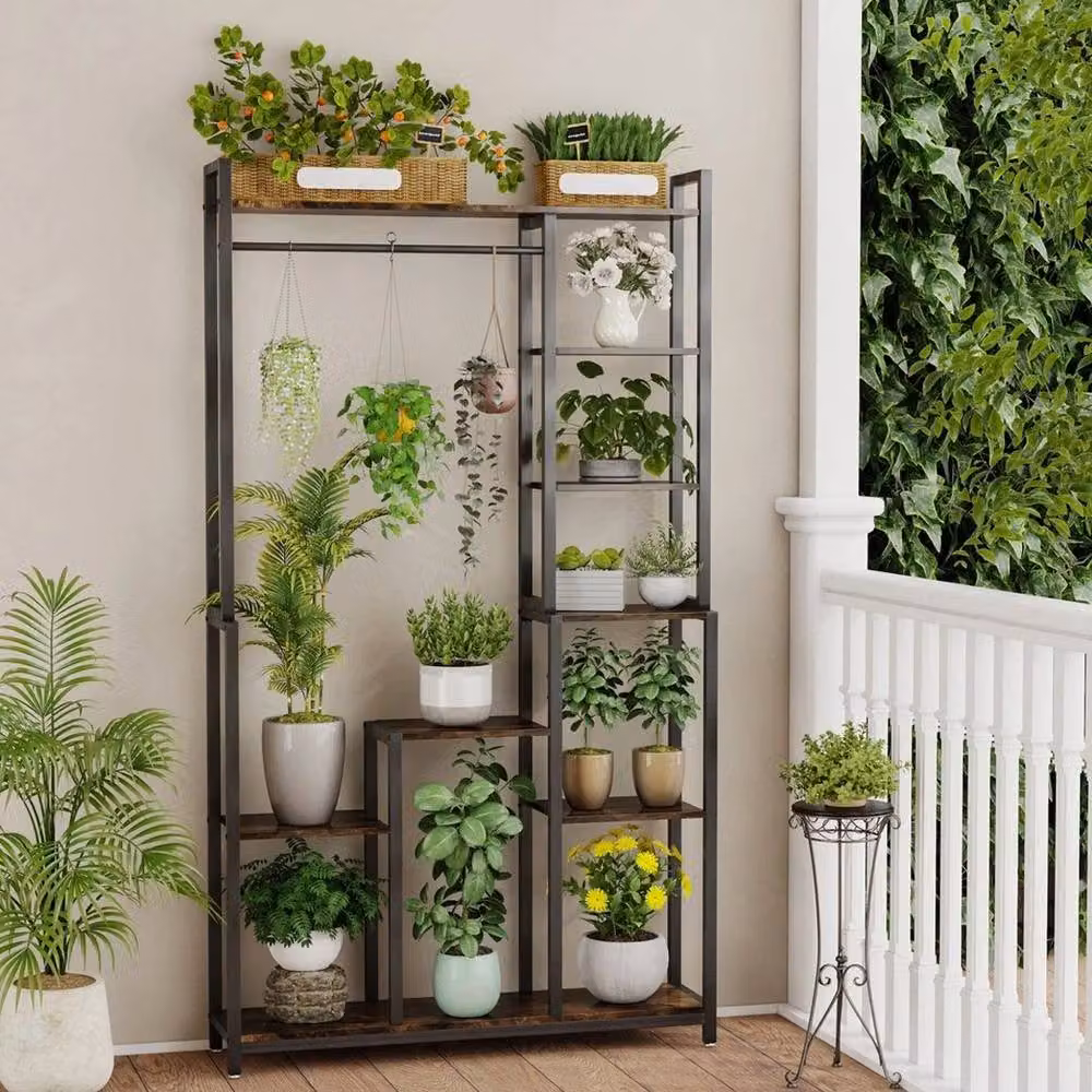 Kelvenix Metal Plant Stand Shelf Ladder Flower Holder in Matt Black – 3